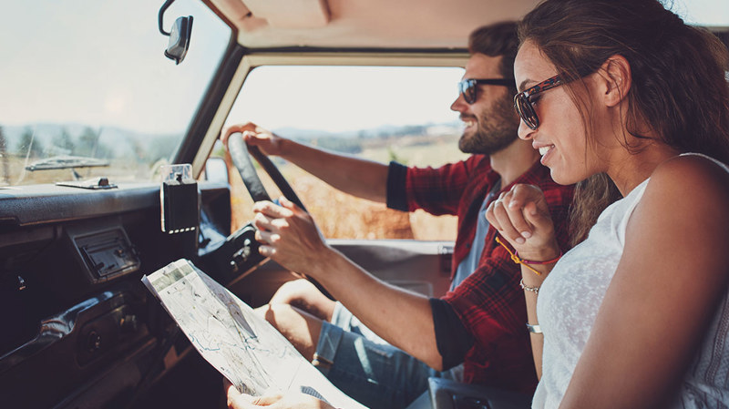 Couple driving