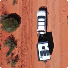 Car towing caravan in outback South Australia