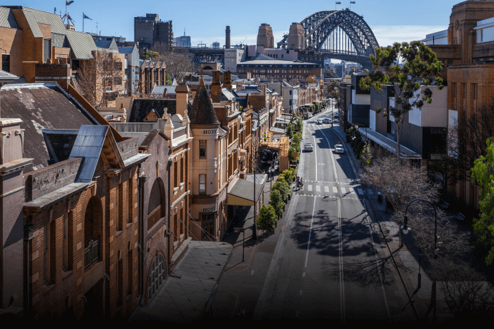 A view of the Sydney Harbour Bridge from Alfred Street