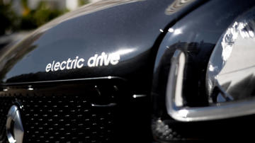 Close up photo of an electric car bonnet