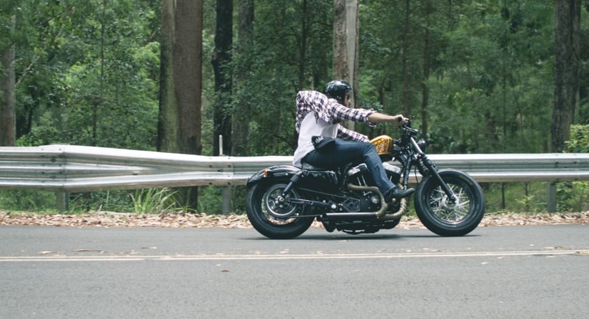 Man riding Harley Davidson