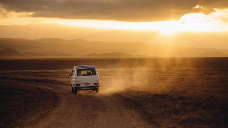 Camper van in the outback