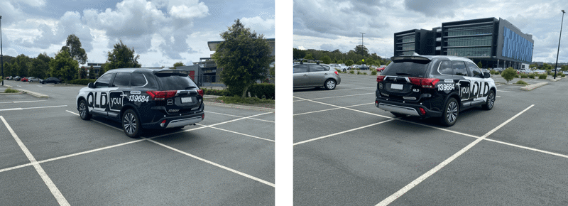 Example images of taken of the rear corners of a vehicle.