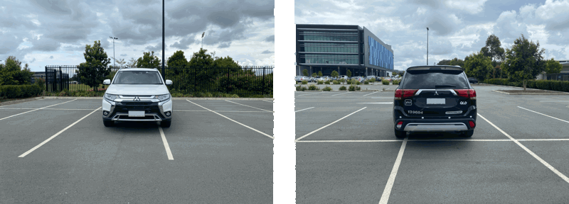 Example images taken of the front and rear of the vehicle.