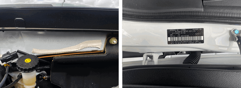 Example images taken capturing VIN