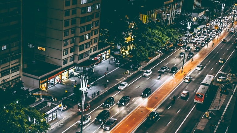 City street at night