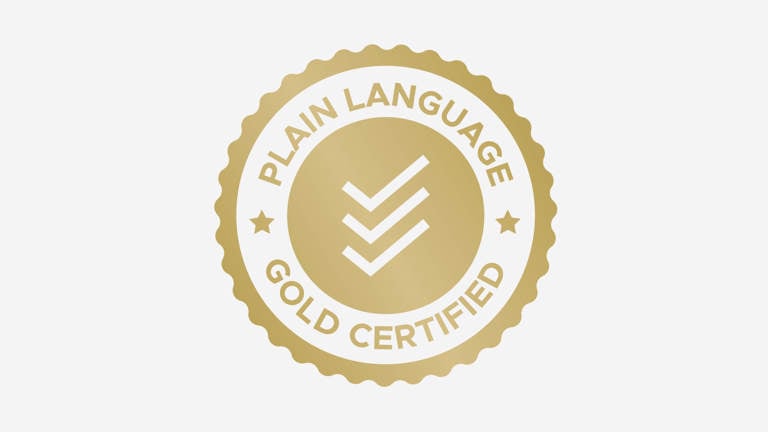 Gold Plain Language Certification Logo