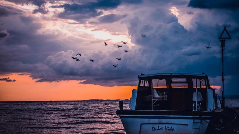 A boat at sea