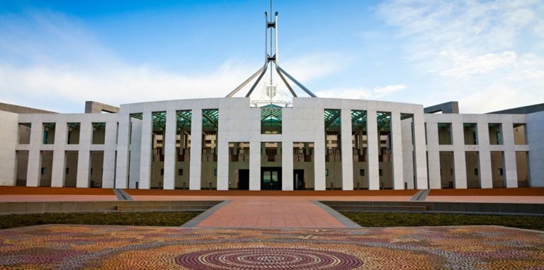 An image of Parliament House in Canberra.