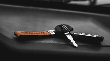Keys on the dashboard of a car