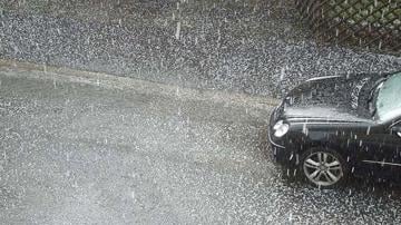 Car in hail storm