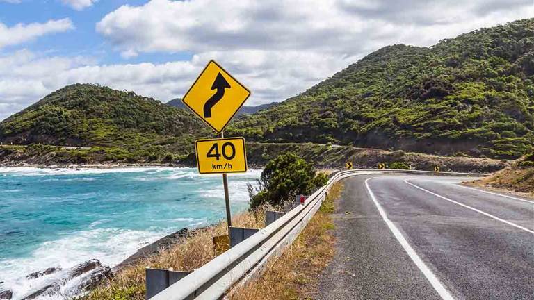 Scenic waterside Australian road